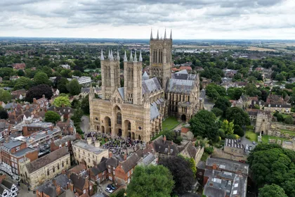 Lincoln Cathedral — aerial view over the city